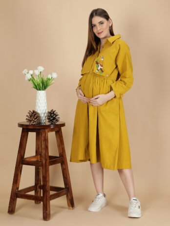 Beaky Hornbill Trench Dress Mama-Fall Yellow