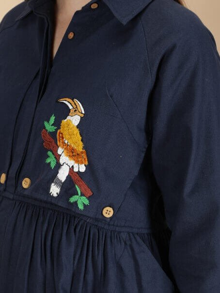 Beaky Hornbill Trench Dress Mama- Midnight Blue