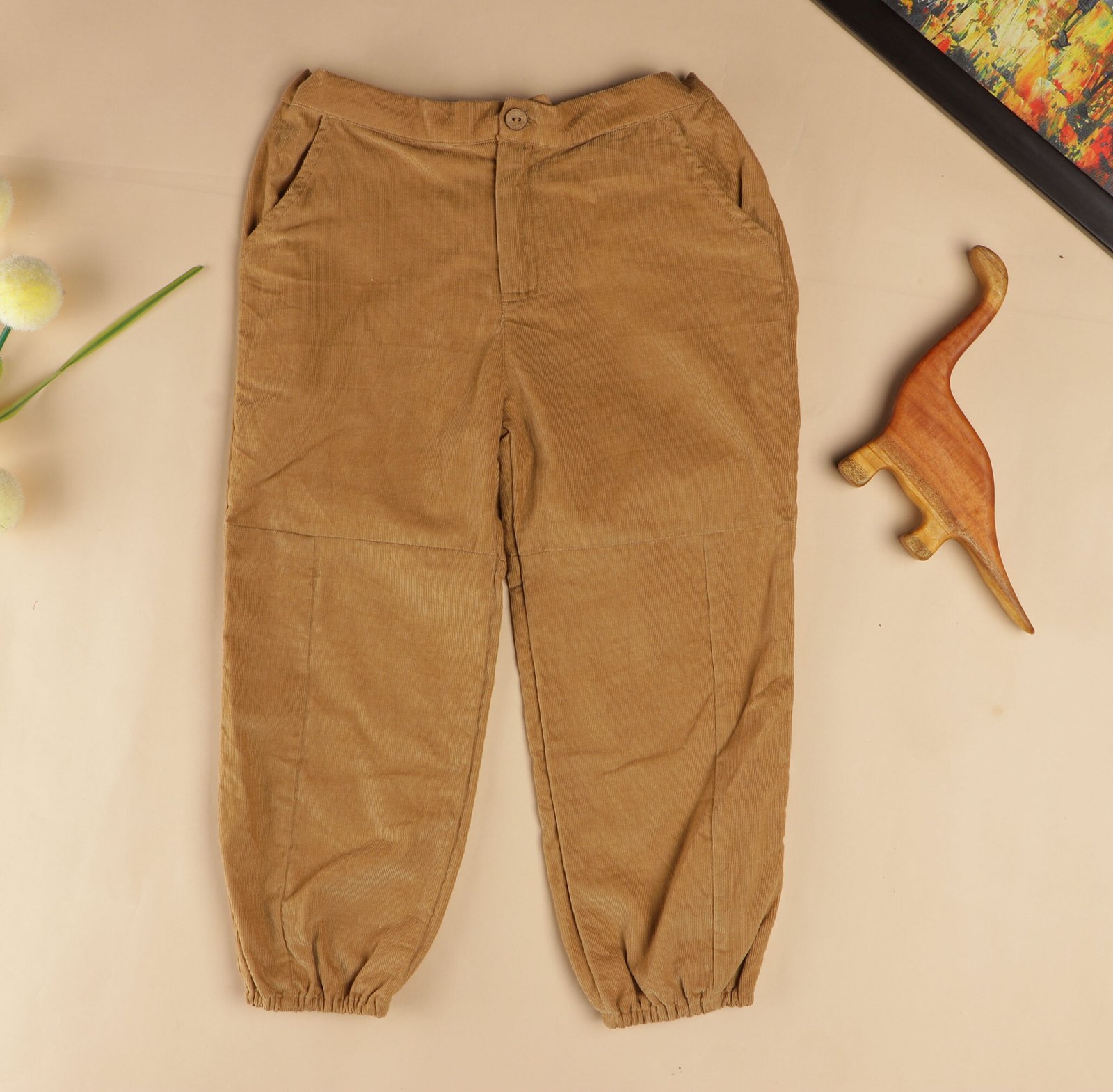 Beige Corduroy Joggers image 1