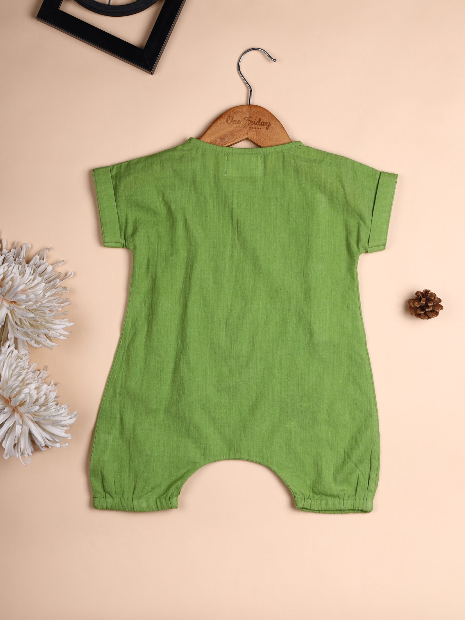 Summer seahorse romper green